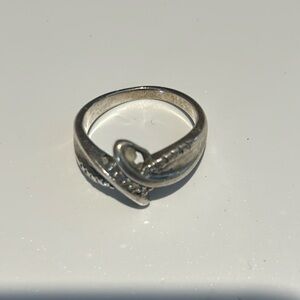 #2 Sterling Silver Vintage Not Ring With Cz Size 6 1/2